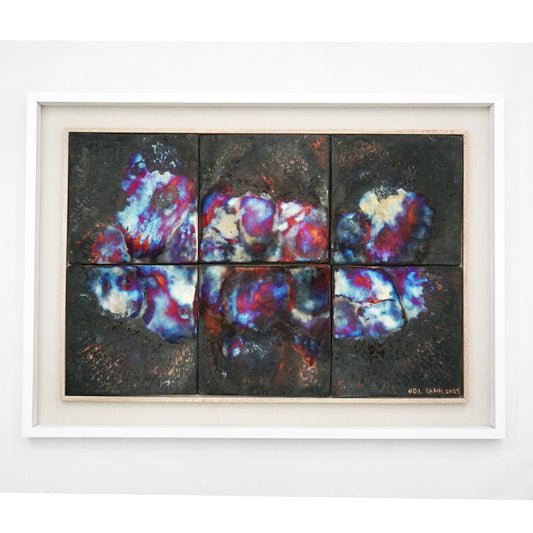 Kaiga 6 - 2' x 3' framed raku ceramic wall art - RAAQUU Serial No. 2400016