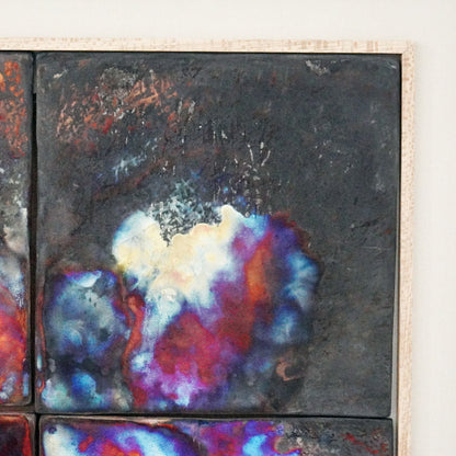 Kaiga 6 - 2' x 3' framed raku ceramic wall art - RAAQUU Serial No. 2400016