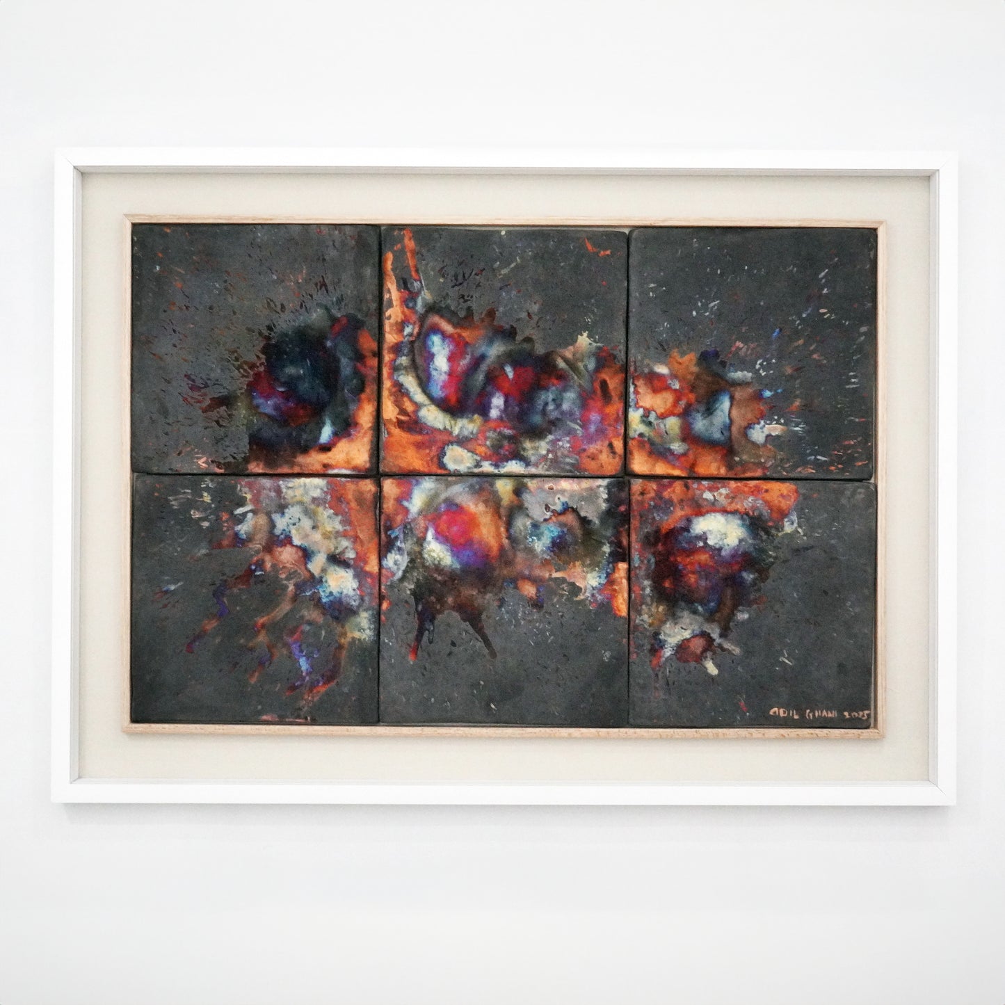 Kaiga 6 - 2' x 3' framed raku ceramic wall art - RAAQUU Serial No. 2400017