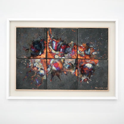 Kaiga 6 - 2' x 3' framed raku ceramic wall art - RAAQUU Serial No. 2400017