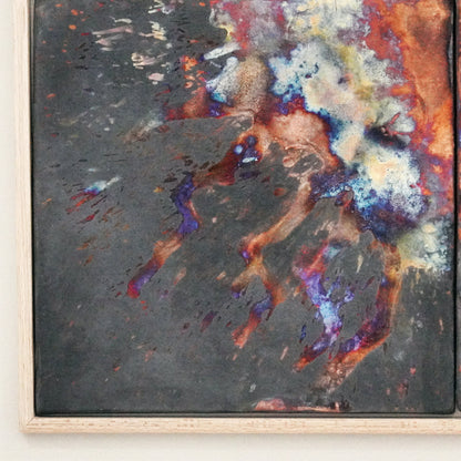 Kaiga 6 - 2' x 3' framed raku ceramic wall art - RAAQUU Serial No. 2400017