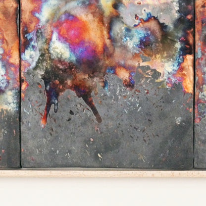 Kaiga 6 - 2' x 3' framed raku ceramic wall art - RAAQUU Serial No. 2400017