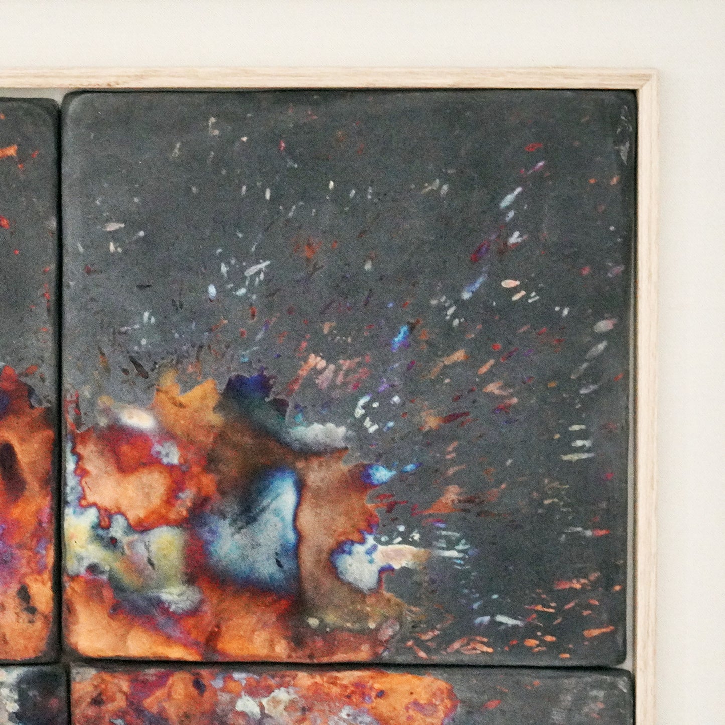 Kaiga 6 - 2' x 3' framed raku ceramic wall art - RAAQUU Serial No. 2400017