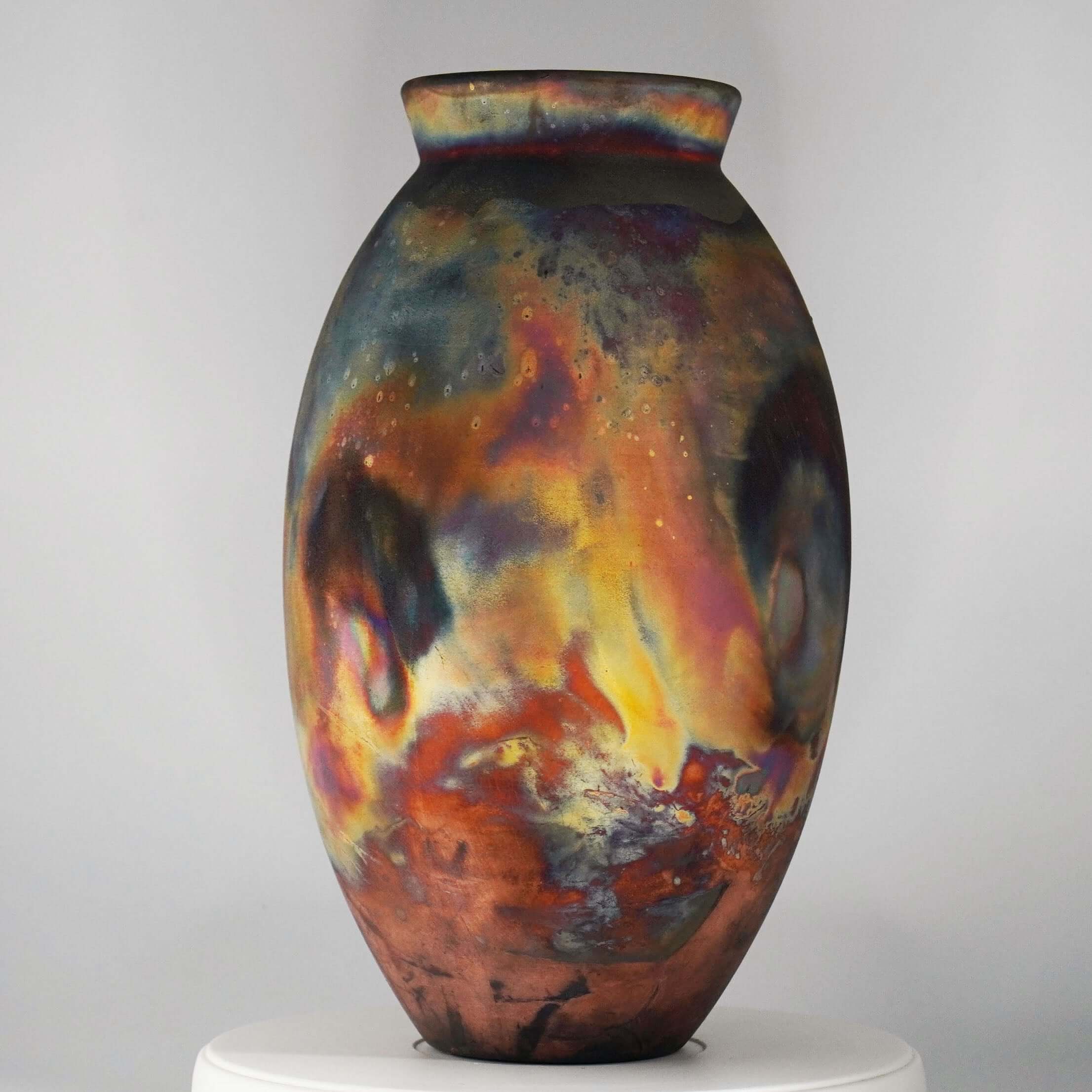 Raku pottery vase ceramic home decor