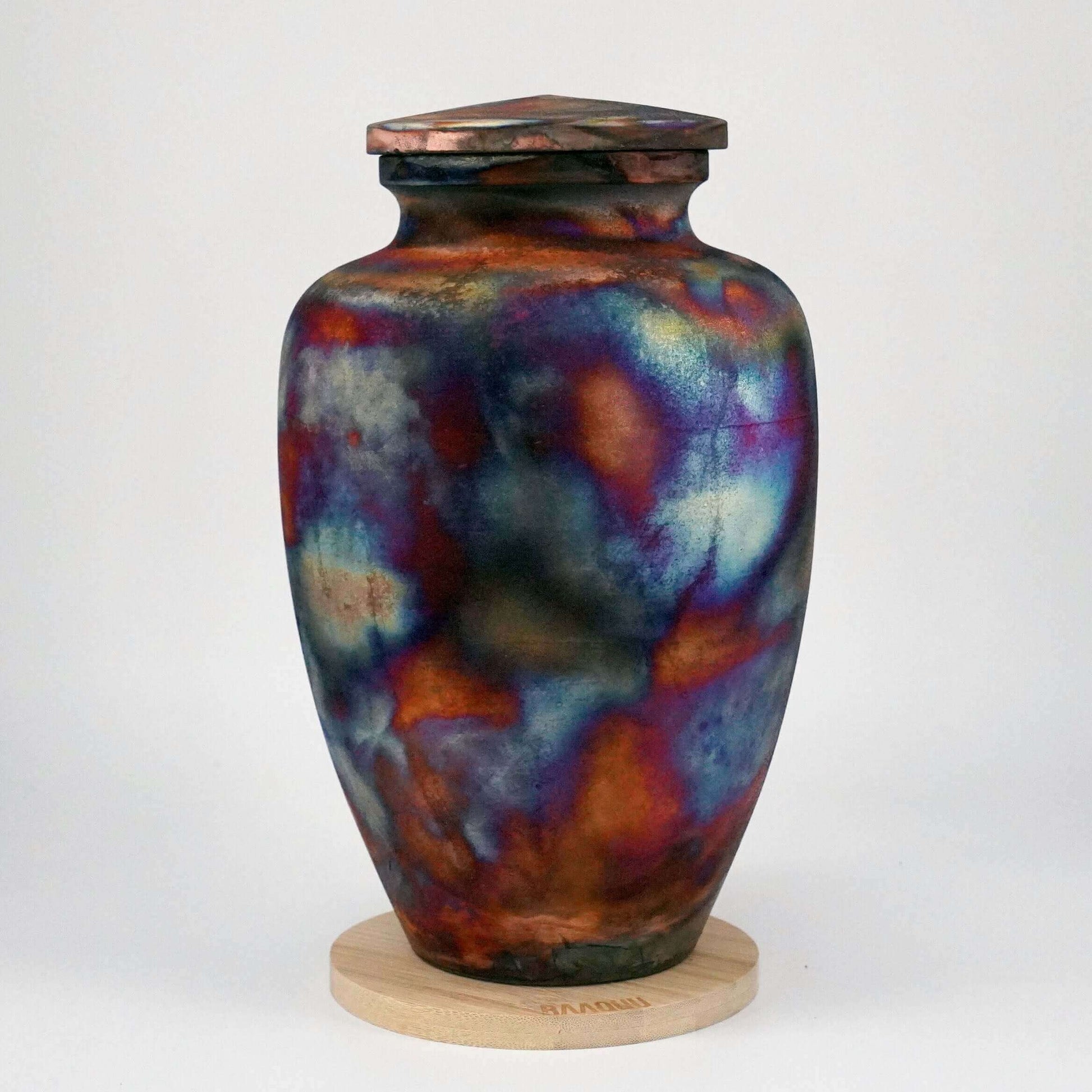 Raku pottery vase ceramic home decor RAAQUU Omoide Ceramic Full Copper Matte Urn for Adult Remains/Ashes S/N8000101 - Raku Pottery 170 cubic inches Unique Handmade Cremation Vessel