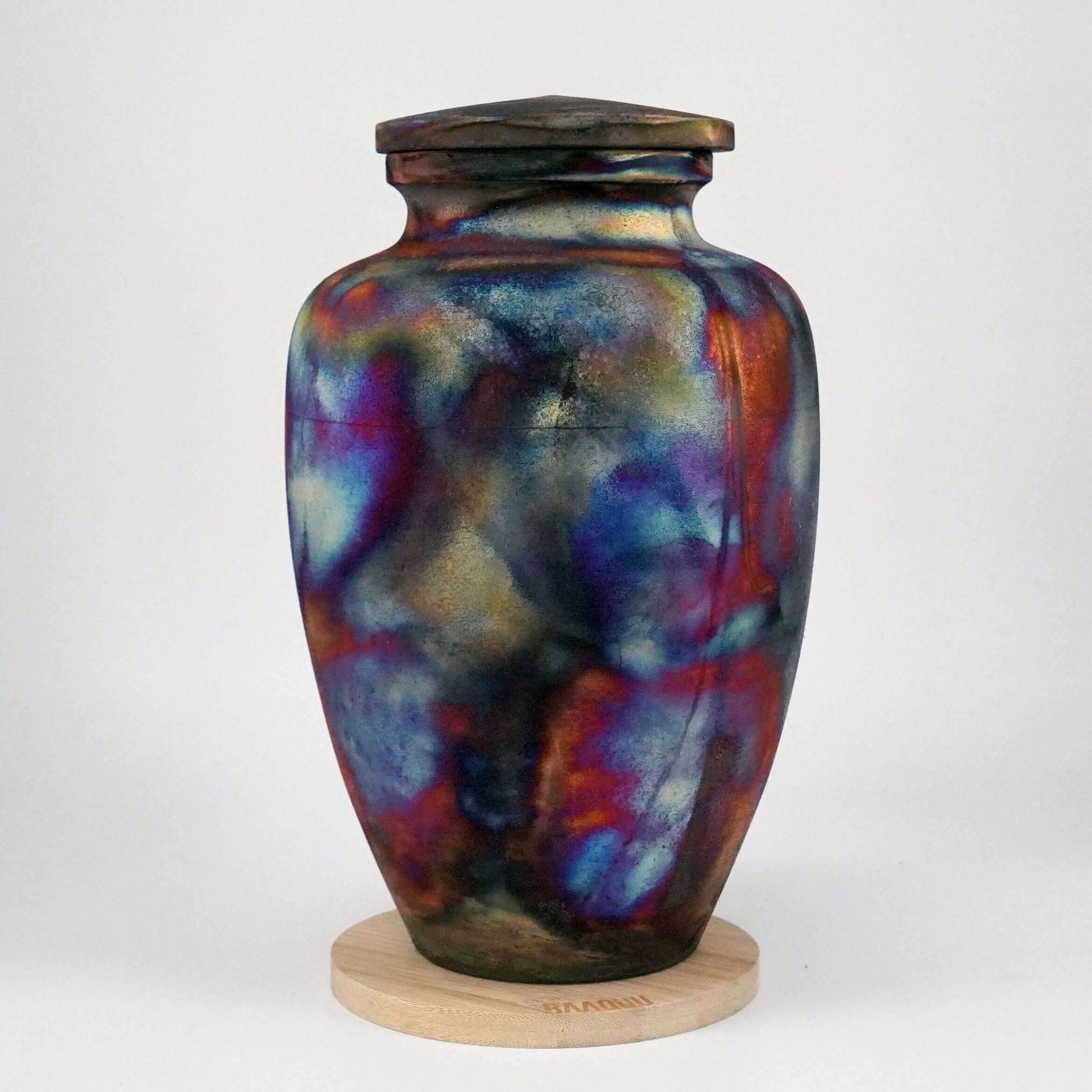 Raku pottery vase ceramic home decor RAAQUU Omoide Ceramic Full Copper Matte Urn for Adult Remains/Ashes S/N8000101 - Raku Pottery 170 cubic inches Unique Handmade Cremation Vessel