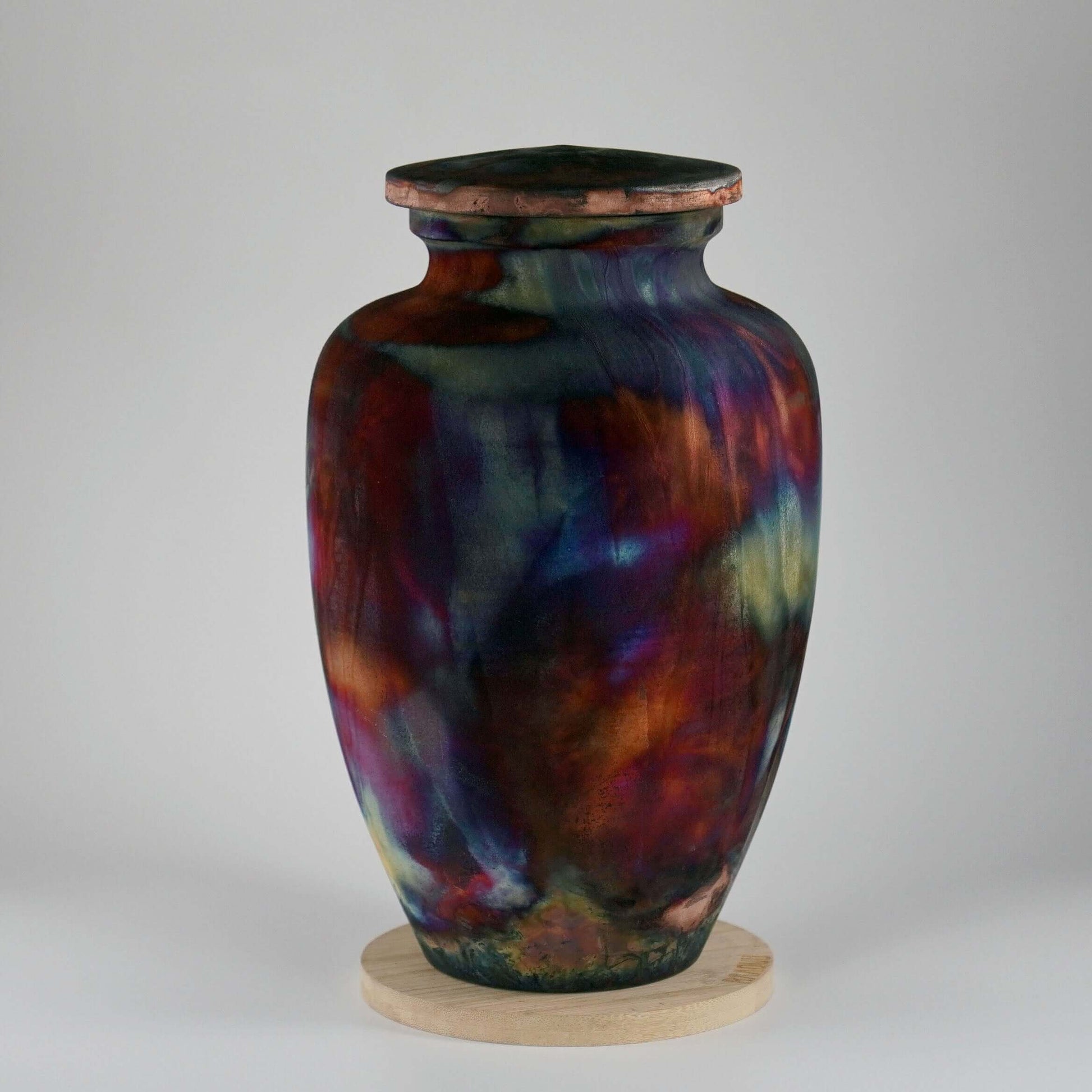 RAAQUU Omoide Ceramic Full Copper Matte Urn for Adult Remains/Ashes S/N80000109 - Raku Pottery 170 cubic inches Unique Handmade Cremation Vessel Unique Handmade ceramic pottery raku vases, urns, and home decor, sculptures, wall decor, gifts by Adil Ghani