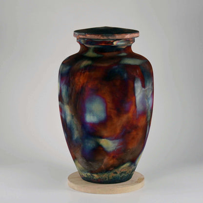 RAAQUU Omoide Ceramic Full Copper Matte Urn for Adult Remains/Ashes S/N80000109 - Raku Pottery 170 cubic inches Unique Handmade Cremation Vessel Unique Handmade ceramic pottery raku vases, urns, and home decor, sculptures, wall decor, gifts by Adil Ghani