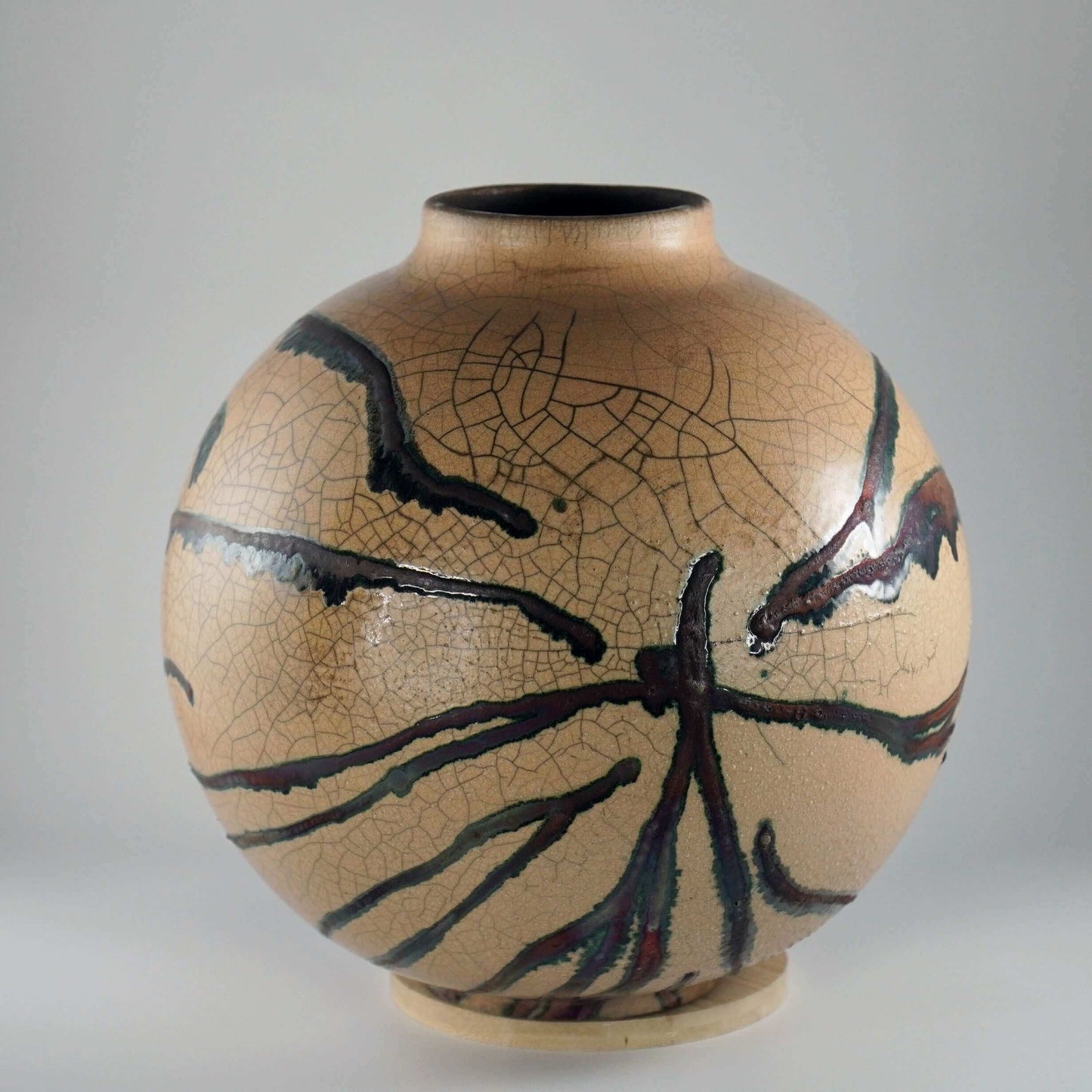 RAAQUU Large Globe Ceramic Vase Half Copper Matte S/N0000622 11" Raku Pottery Unique Handmade ceramic pottery raku vases, urns, and home decor, sculptures, wall decor, gifts by Adil Ghani