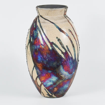 Pre-Order RAAQUU Large Oval Art Series Ceramic Vase - Raku Pottery