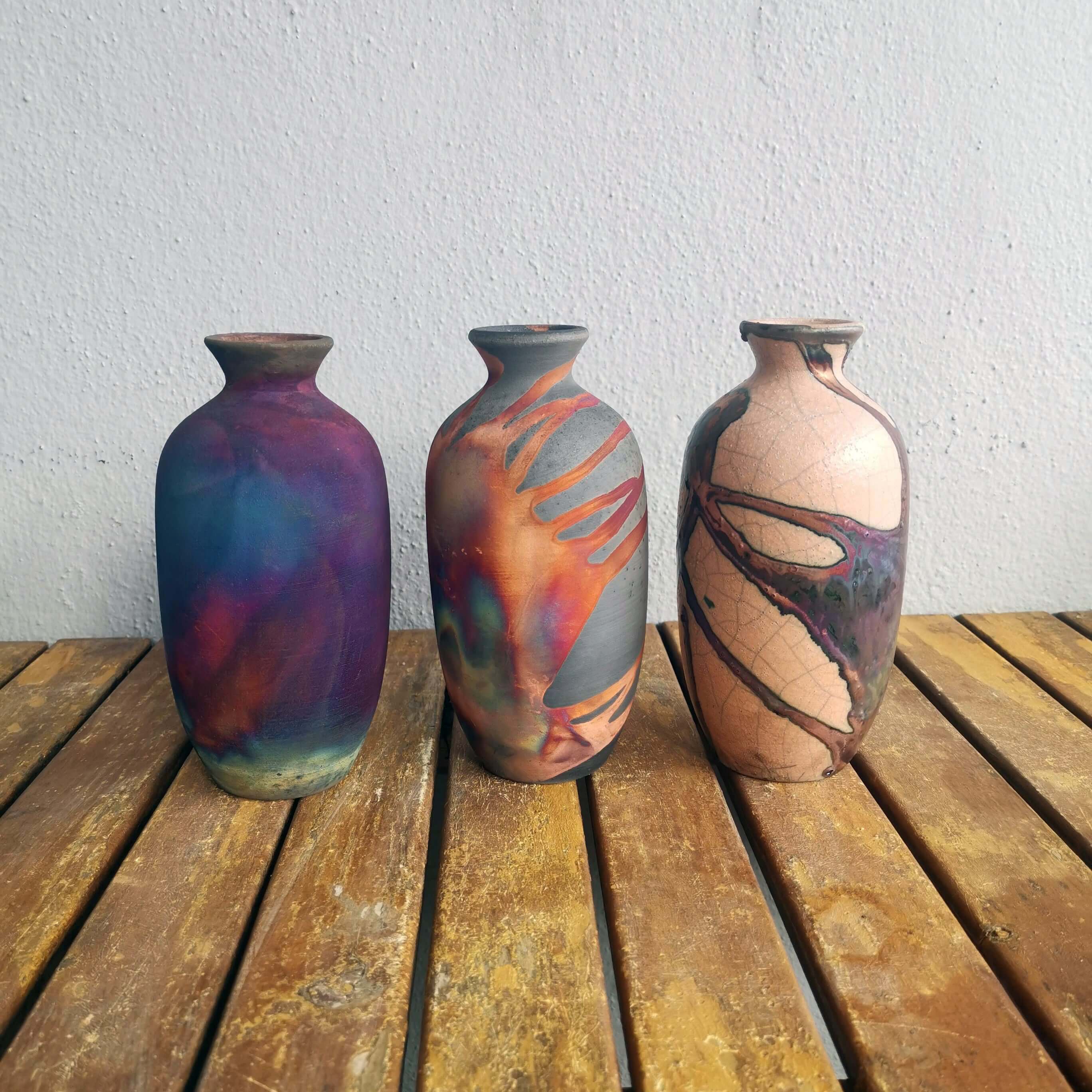 Raku pottery vase ceramic home decor