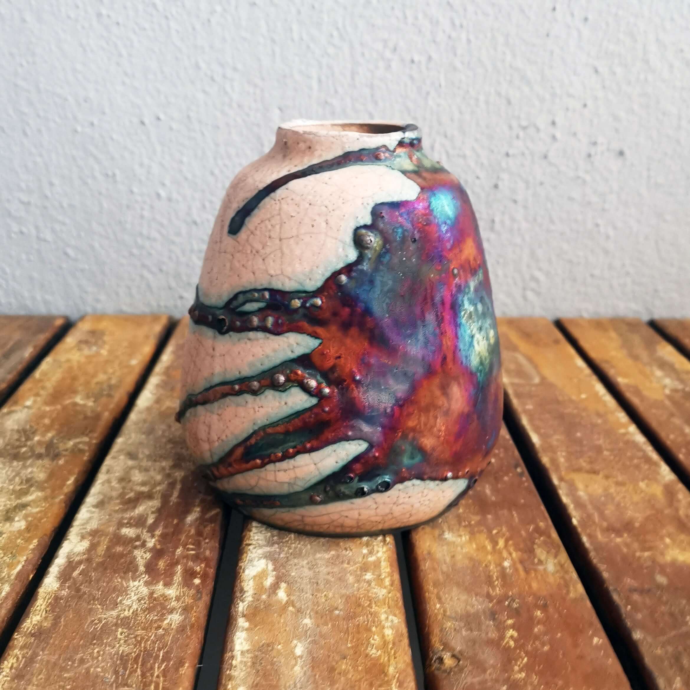 Raku pottery vase ceramic home decor