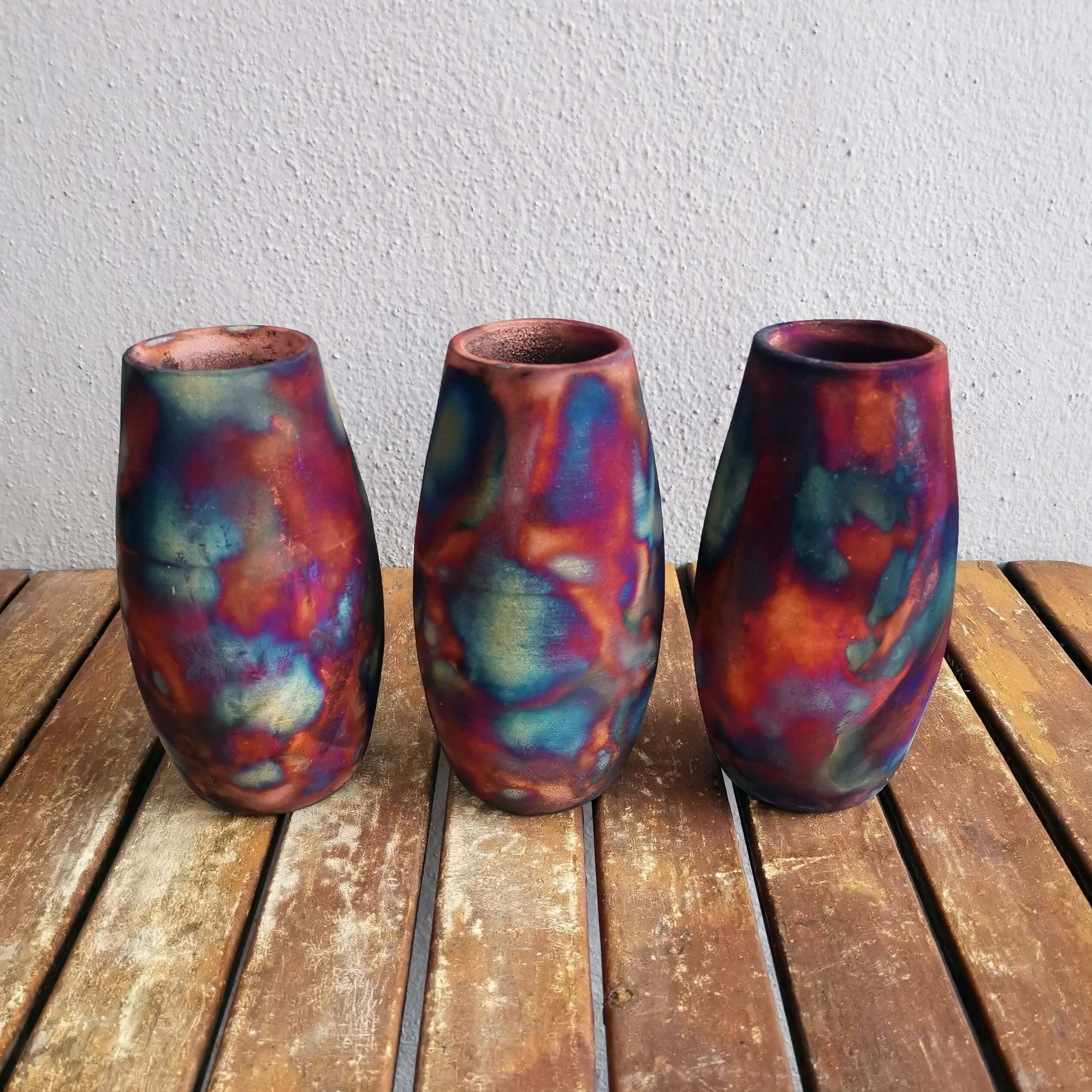 Raku pottery vase ceramic home decor