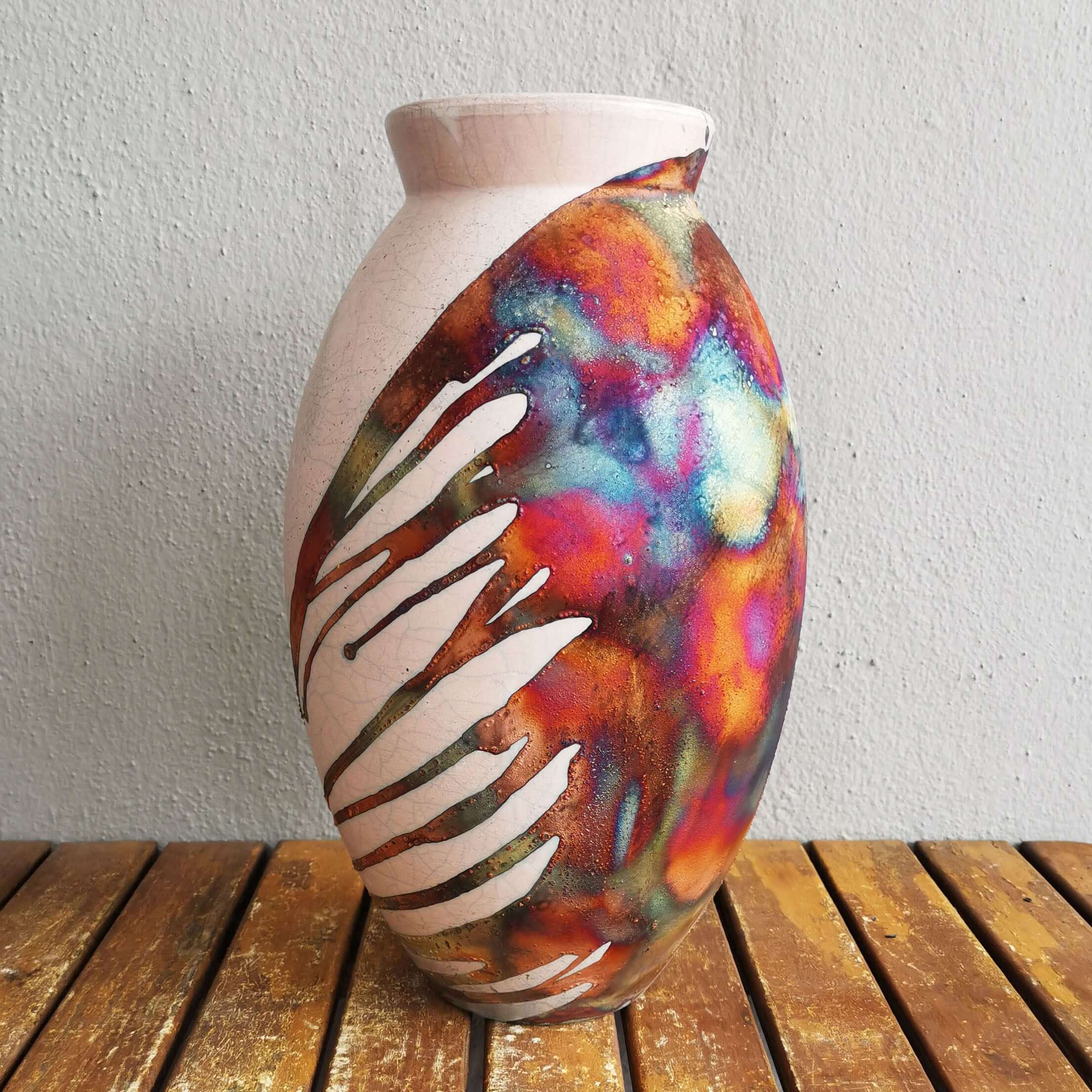 Raku pottery vase ceramic home decor