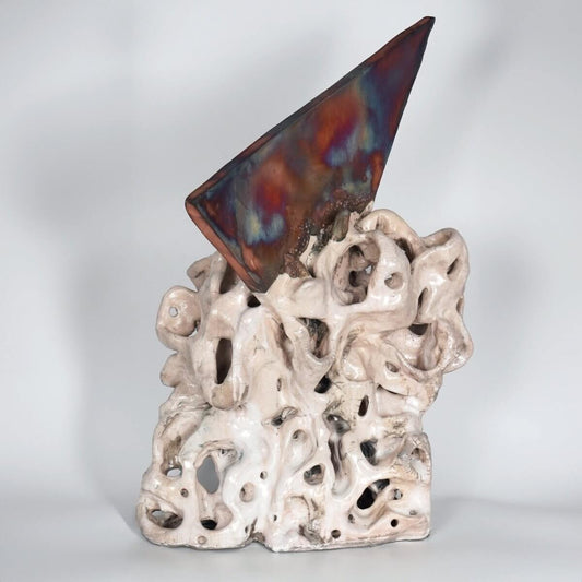 Bones Series - Inhumane - Bones collection raku ceramic pottery sculpture by Adil Ghani Unique Handmade ceramic pottery raku vases, urns, and home decor, sculptures, wall decor, gifts by Adil Ghani