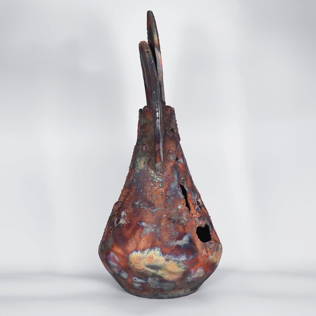 Bones Series - Sadism - Bones collection raku ceramic pottery sculpture by Adil Ghani Unique Handmade ceramic pottery raku vases, urns, and home decor, sculptures, wall decor, gifts by Adil Ghani