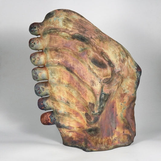 Bones Series - The Corporation - Bones collection raku ceramic pottery sculpture by Adil Ghani Unique Handmade ceramic pottery raku vases, urns, and home decor, sculptures, wall decor, gifts by Adil Ghani