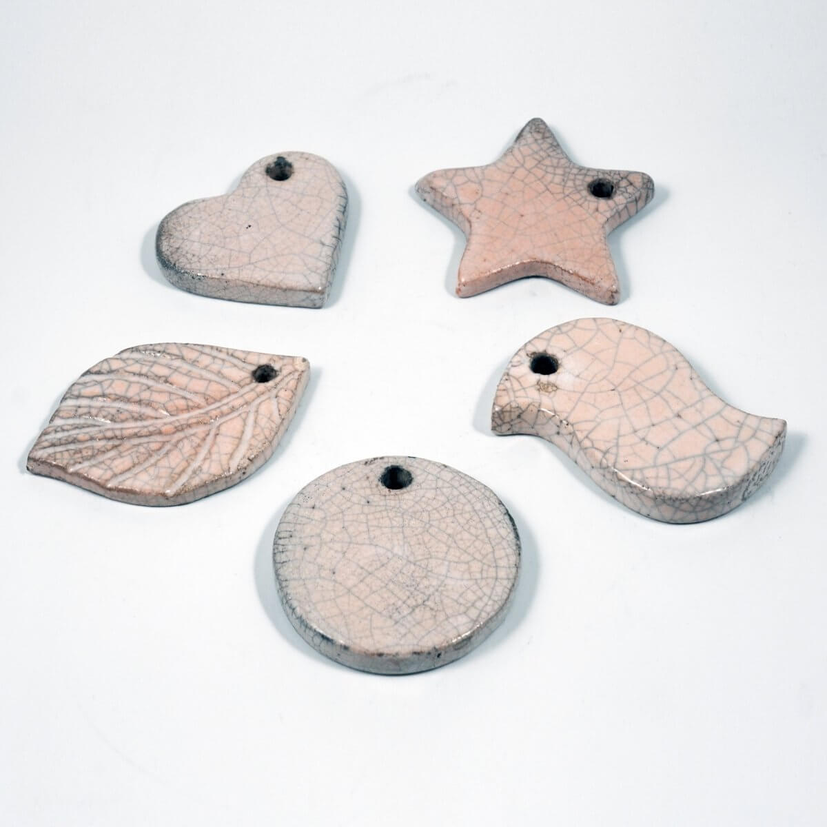 Christmas Ornaments Set Raku Ceramic Pottery Decor - RAAQUU Unique Handmade ceramic pottery raku vases, urns, and home decor, sculptures, wall decor, gifts by Adil Ghani