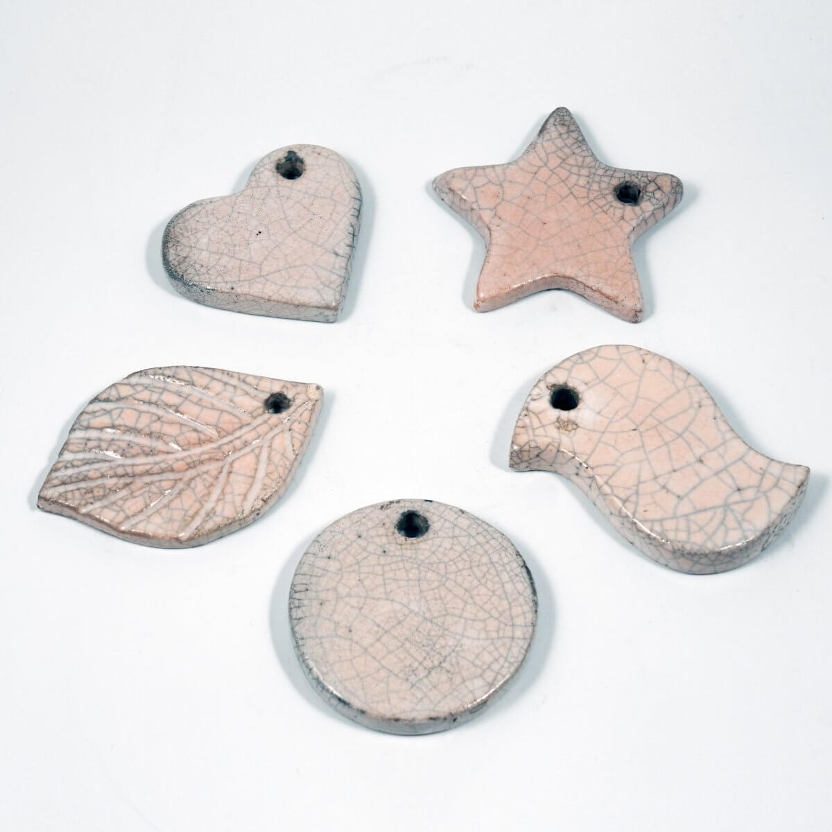 Christmas Ornaments Set Raku Ceramic Pottery Decor - RAAQUU Unique Handmade ceramic pottery raku vases, urns, and home decor, sculptures, wall decor, gifts by Adil Ghani