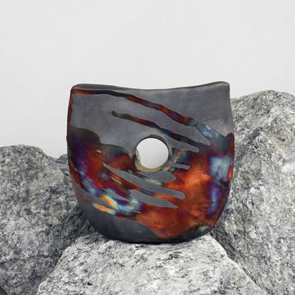 Dokutsu Ceramic Raku Vase - RAAQUU Basics handmade pottery home decor - RAAQUU