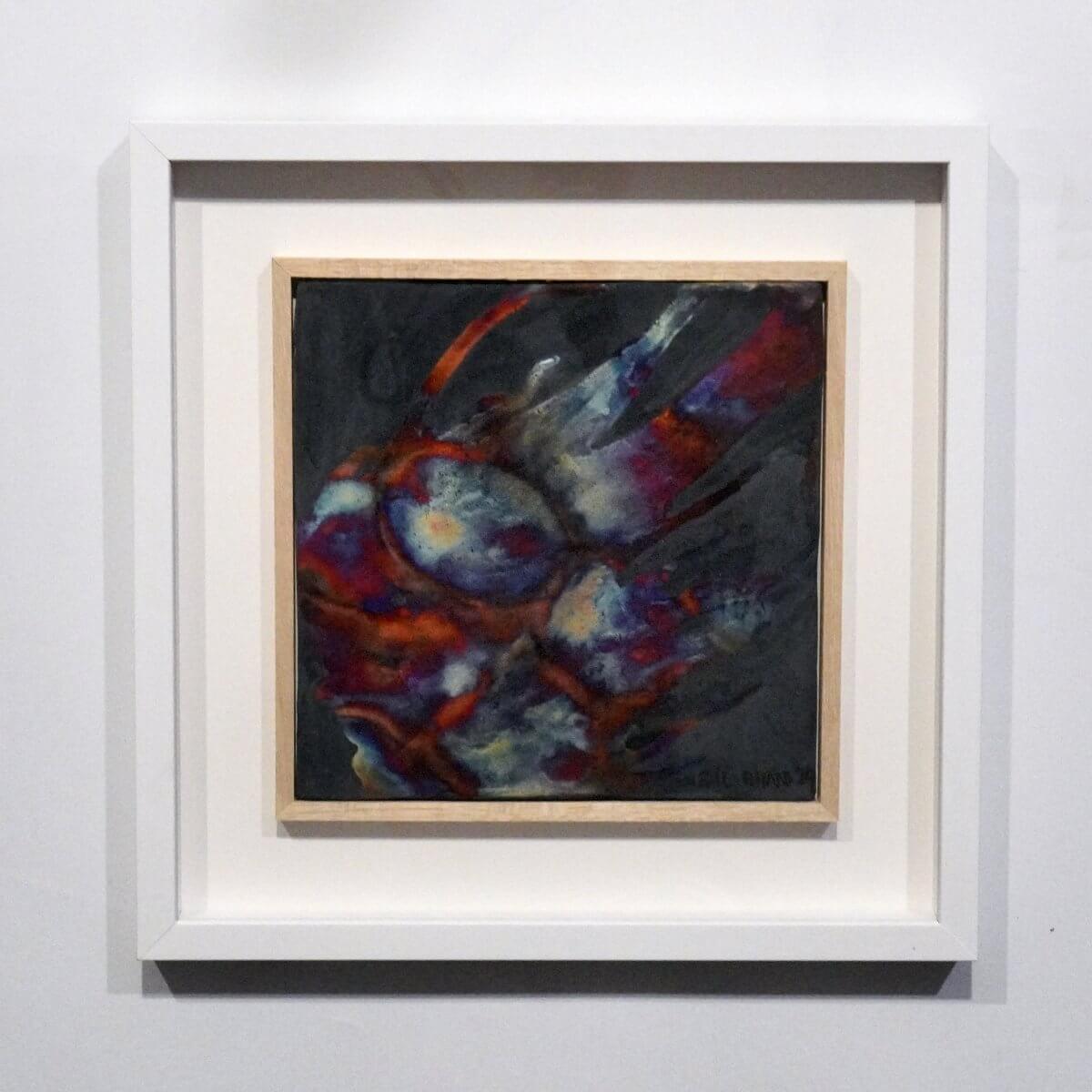 Kaiga 1 - 1' x 1' framed raku ceramic wall art - RAAQUU Serial No. 2400006 Unique Handmade ceramic pottery raku vases, urns, and home decor, sculptures, wall decor, gifts by Adil Ghani