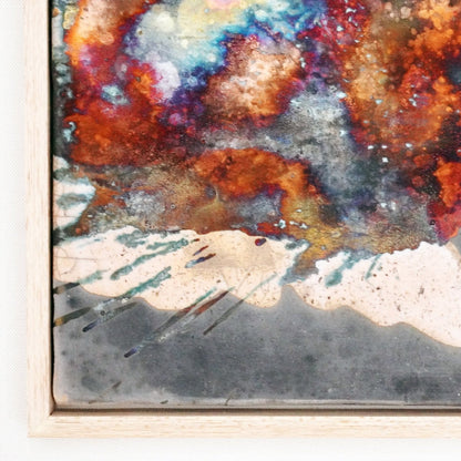 Kaiga 1 - 1' x 1' framed raku ceramic wall art - RAAQUU Serial No. 2400008 - RAAQUU