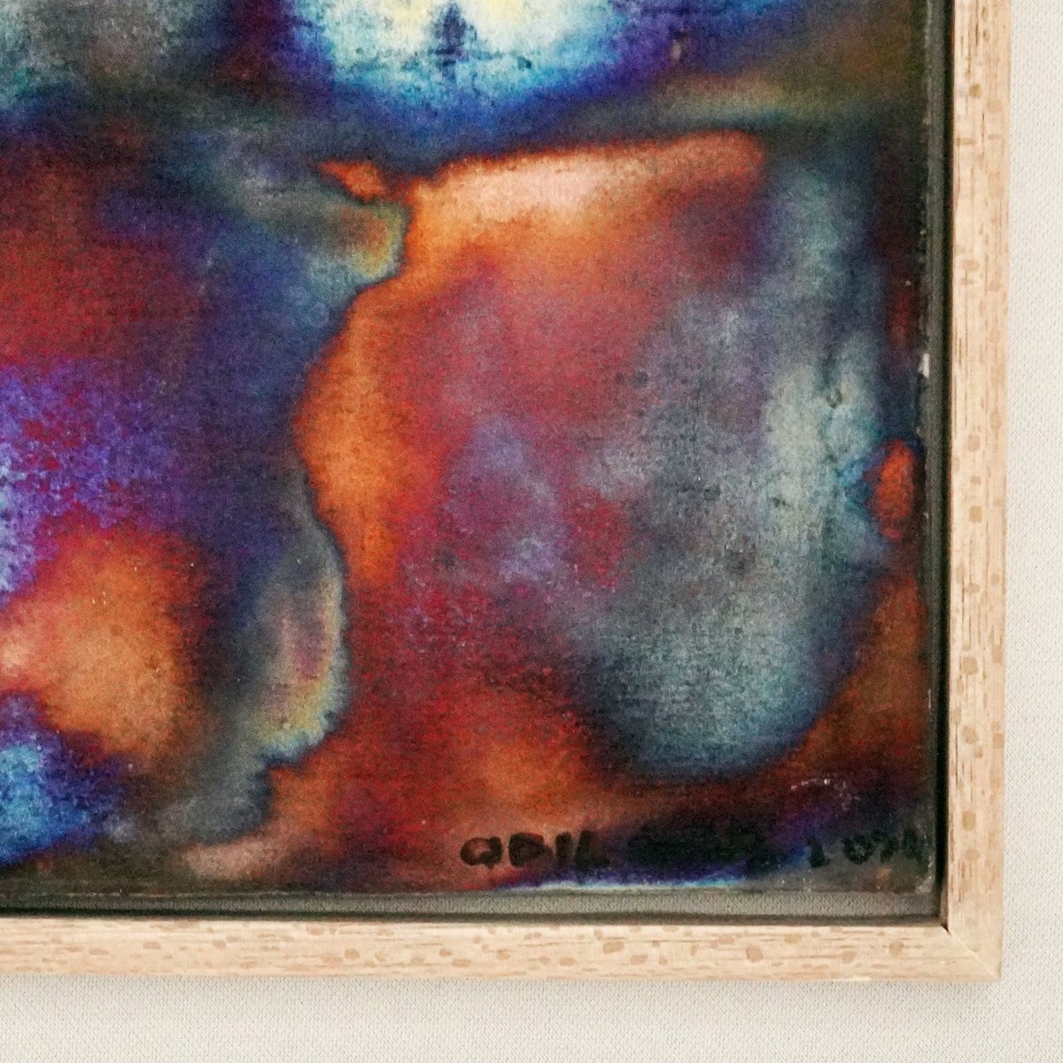 Kaiga 1 - 1' x 1' framed raku ceramic wall art - RAAQUU Serial No. 2400010 - RAAQUU