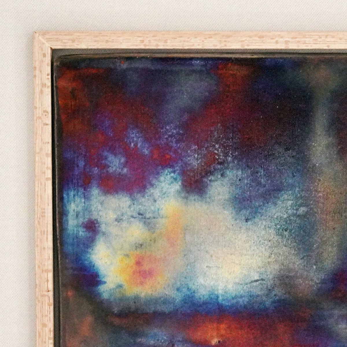 Kaiga 1 - 1' x 1' framed raku ceramic wall art - RAAQUU Serial No. 2400010 - RAAQUU