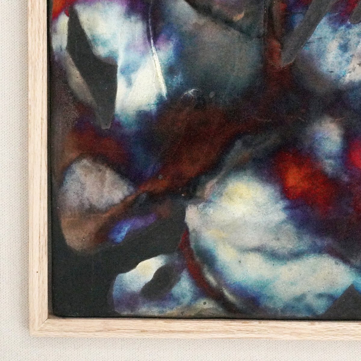 Kaiga 1 - 1' x 1' framed raku ceramic wall art - RAAQUU Serial No. 2400011 - RAAQUU