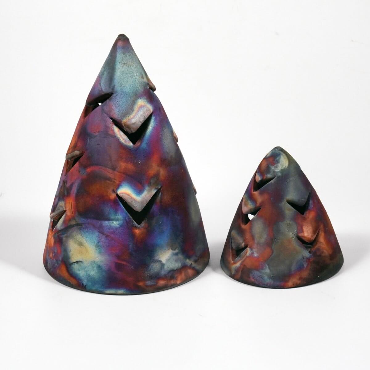Ki Christmas Tree Decorative Tealing and Candle Cover Unique Handmade ceramic pottery raku vases, urns, and home decor, sculptures, wall decor, gifts by Adil Ghani