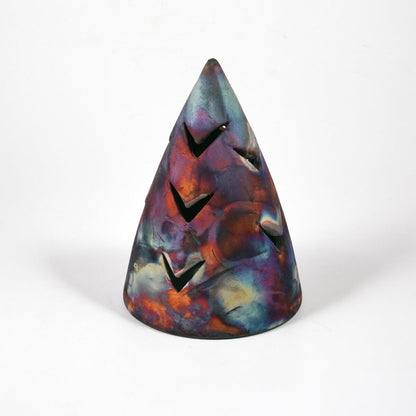 Ki Christmas Tree Decorative Tealing and Candle Cover Unique Handmade ceramic pottery raku vases, urns, and home decor, sculptures, wall decor, gifts by Adil Ghani