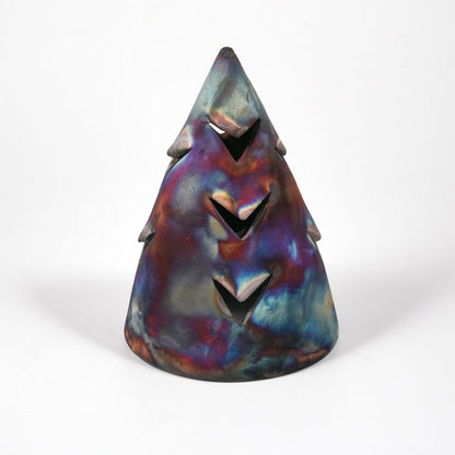 Ki Christmas Tree Decorative Tealing and Candle Cover Unique Handmade ceramic pottery raku vases, urns, and home decor, sculptures, wall decor, gifts by Adil Ghani