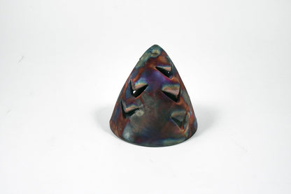 Ki Christmas Tree Decorative Tealing and Candle Cover Unique Handmade ceramic pottery raku vases, urns, and home decor, sculptures, wall decor, gifts by Adil Ghani