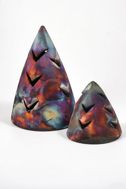 Ki Christmas Tree Decorative Tealing and Candle Cover Unique Handmade ceramic pottery raku vases, urns, and home decor, sculptures, wall decor, gifts by Adil Ghani