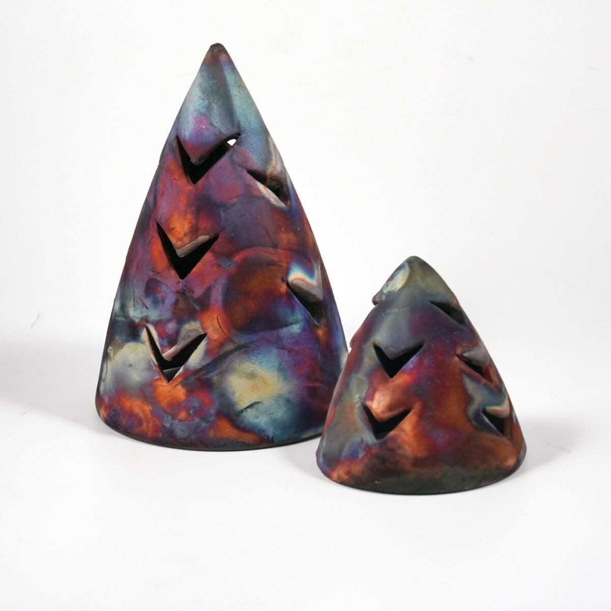 Ki Christmas Tree Decorative Tealing and Candle Cover Unique Handmade ceramic pottery raku vases, urns, and home decor, sculptures, wall decor, gifts by Adil Ghani