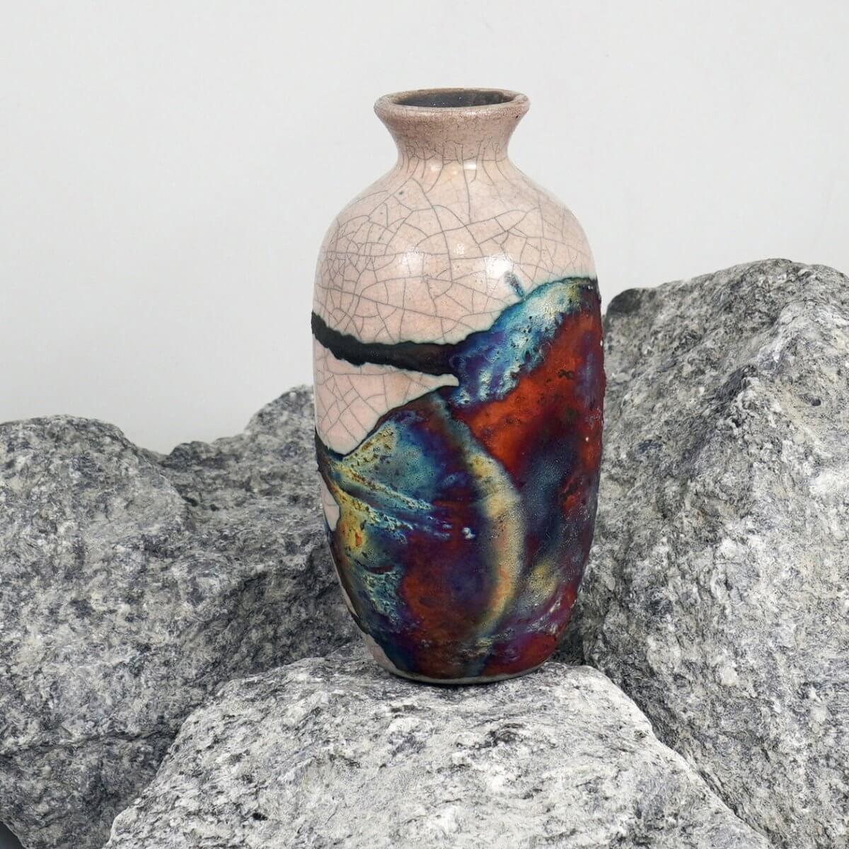 Koban Ceramic Raku Pottery Vase with Water Tube - RAAQUU
