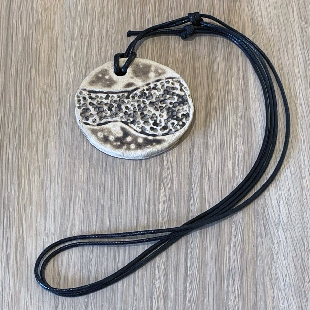 Kubi L002 Dimple Raku Pendant Necklace - Handmade gift for her - RAAQUU