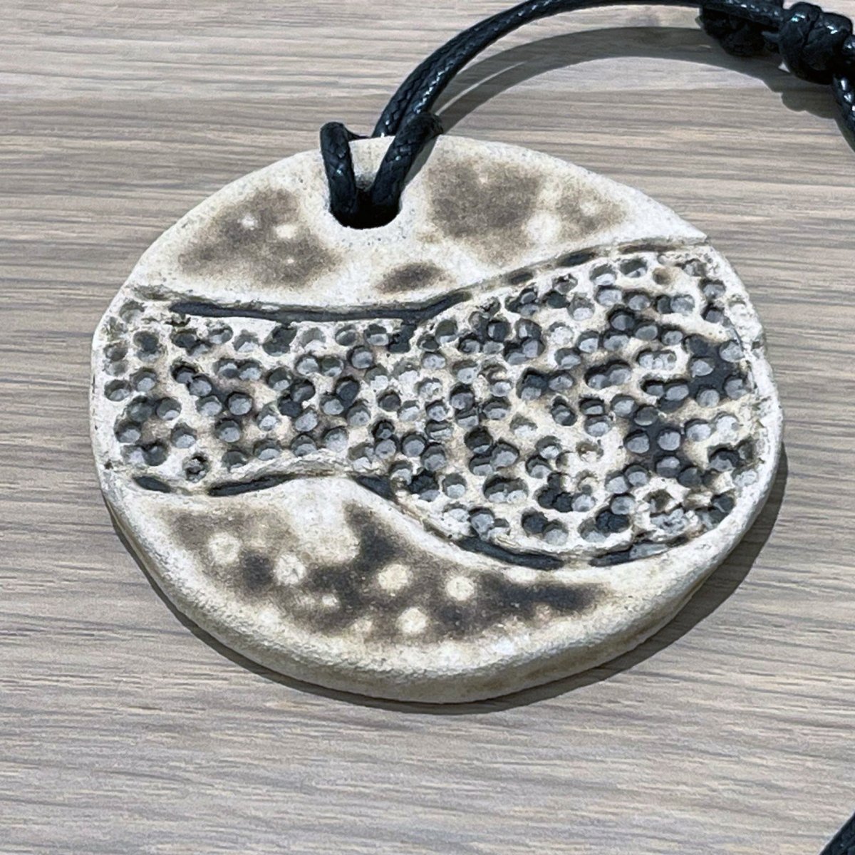 Kubi L002 Dimple Raku Pendant Necklace - Handmade gift for her - RAAQUU