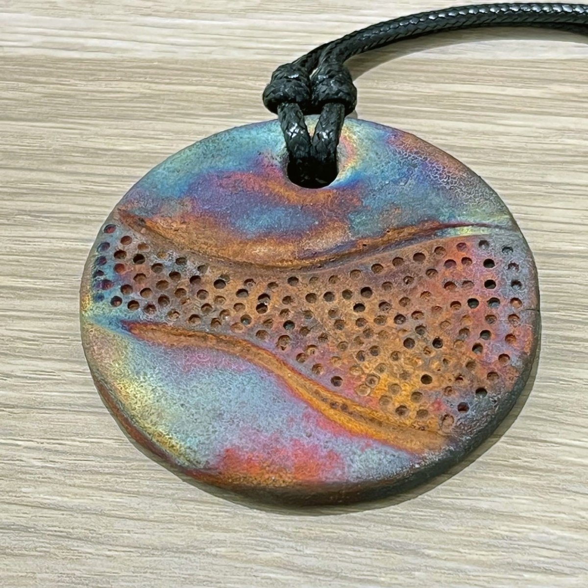Kubi L002 Dimple Raku Pendant Necklace - Handmade gift for her - RAAQUU