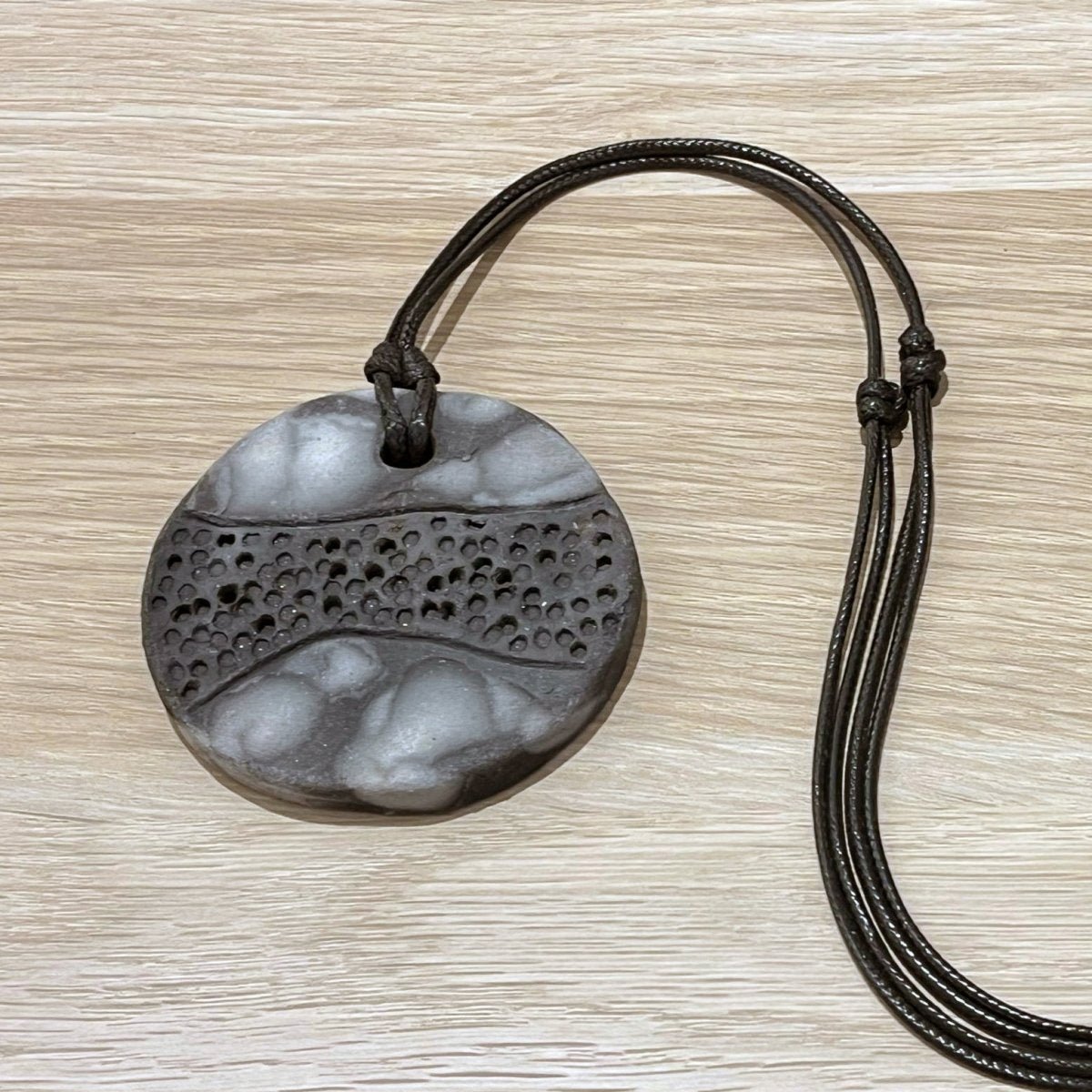Kubi L002 Dimple Raku Pendant Necklace - Handmade gift for her - RAAQUU