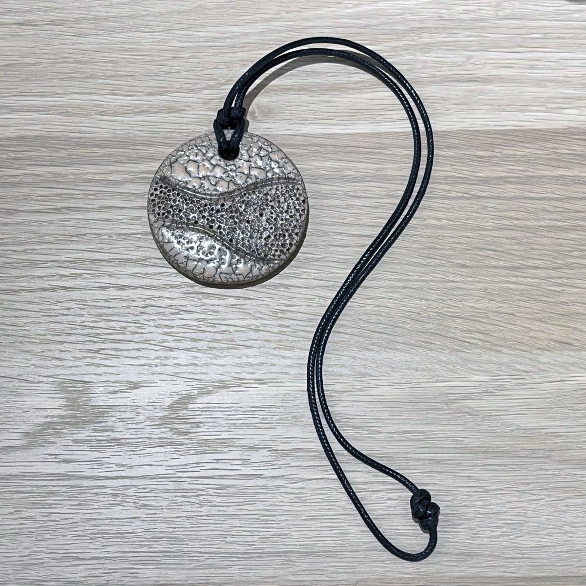 Kubi L002 Dimple Raku Pendant Necklace - Handmade gift for her - RAAQUU