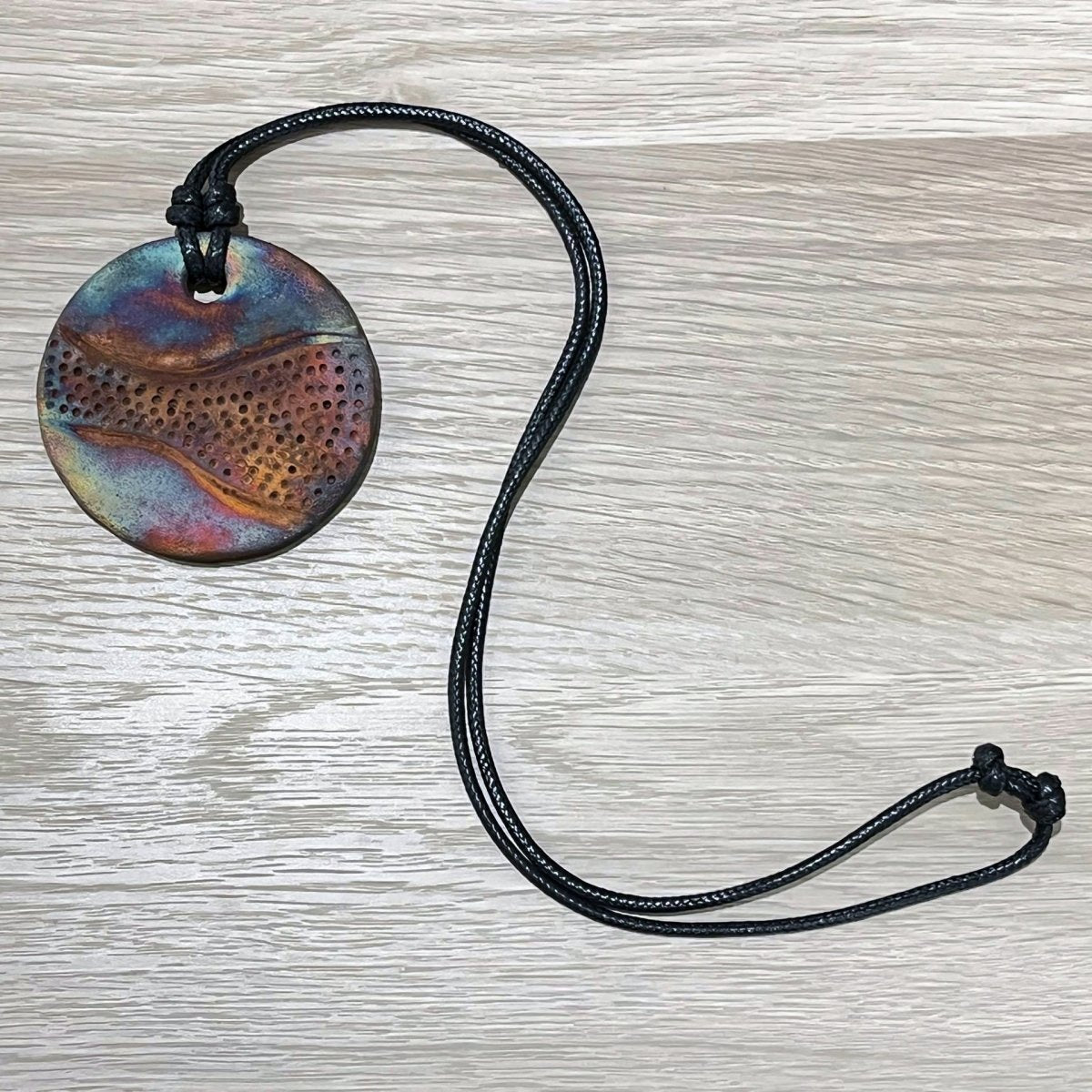 Kubi L002 Dimple Raku Pendant Necklace - Handmade gift for her - RAAQUU