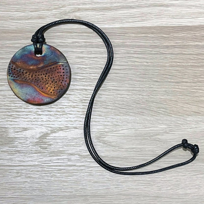 Kubi L002 Dimple Raku Pendant Necklace - Handmade gift for her - RAAQUU