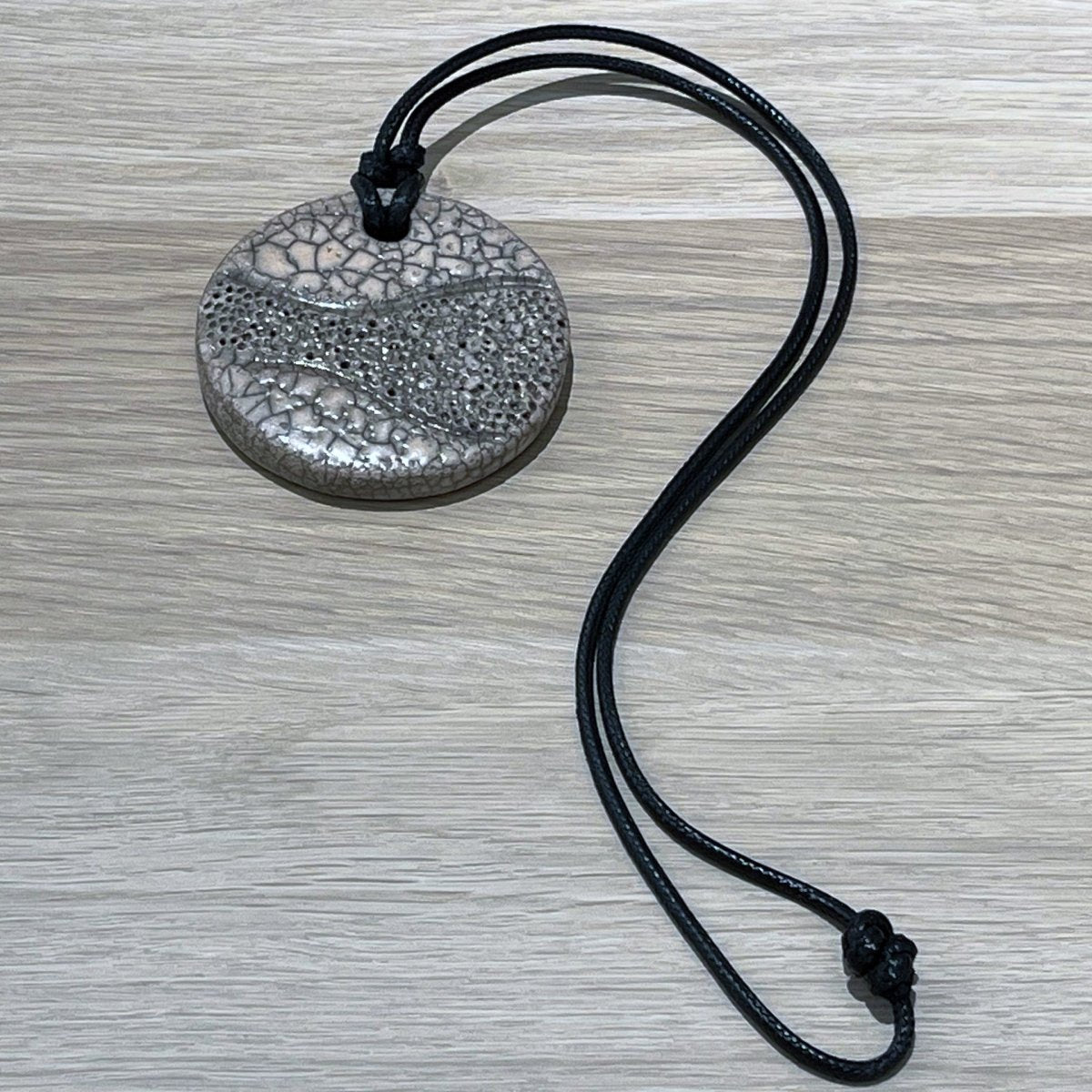 Kubi L002 Dimple Raku Pendant Necklace - Handmade gift for her - RAAQUU