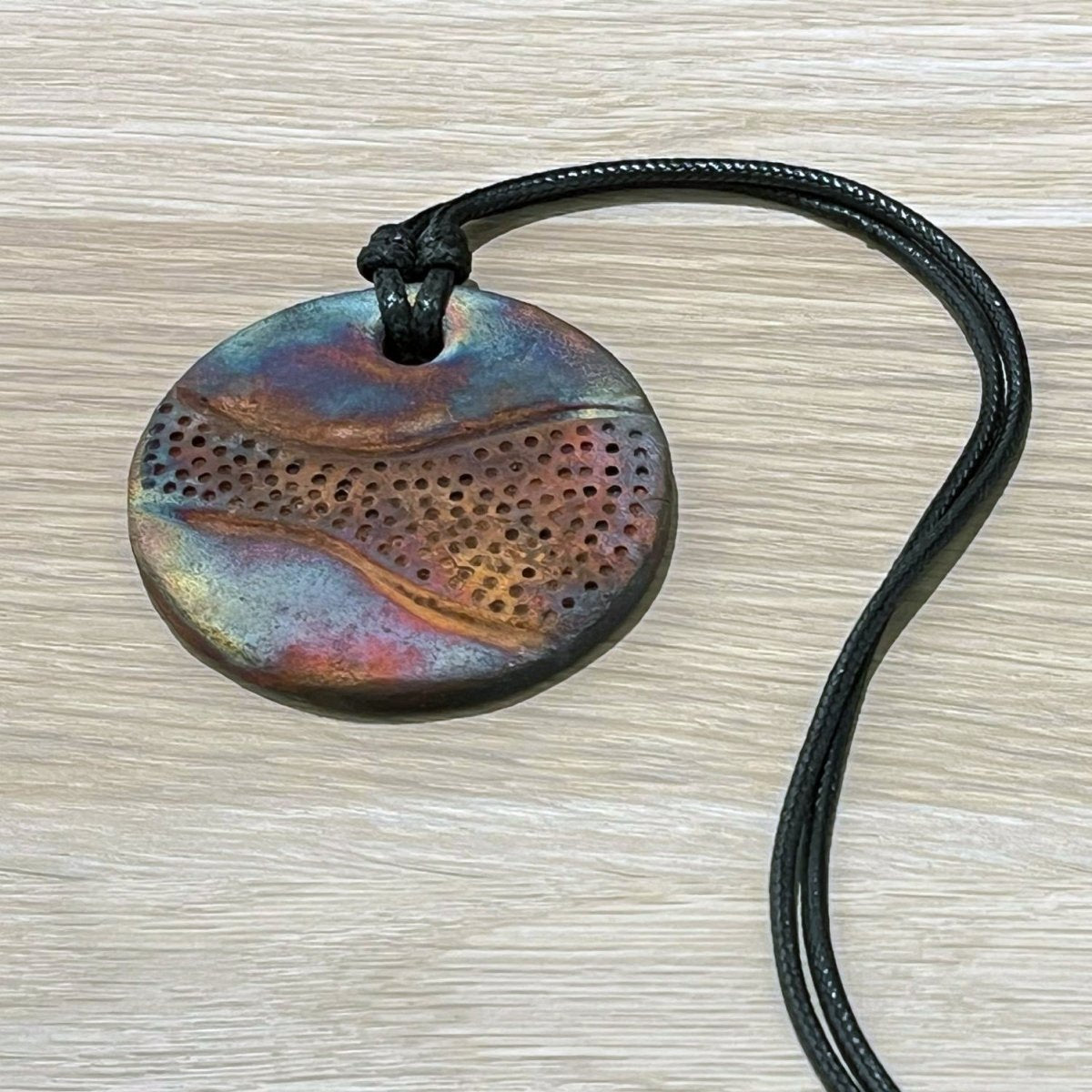 Kubi L002 Dimple Raku Pendant Necklace - Handmade gift for her - RAAQUU