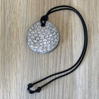 Kubi L003 Circle Raku Pendant Necklace - Handmade gift for her - RAAQUU