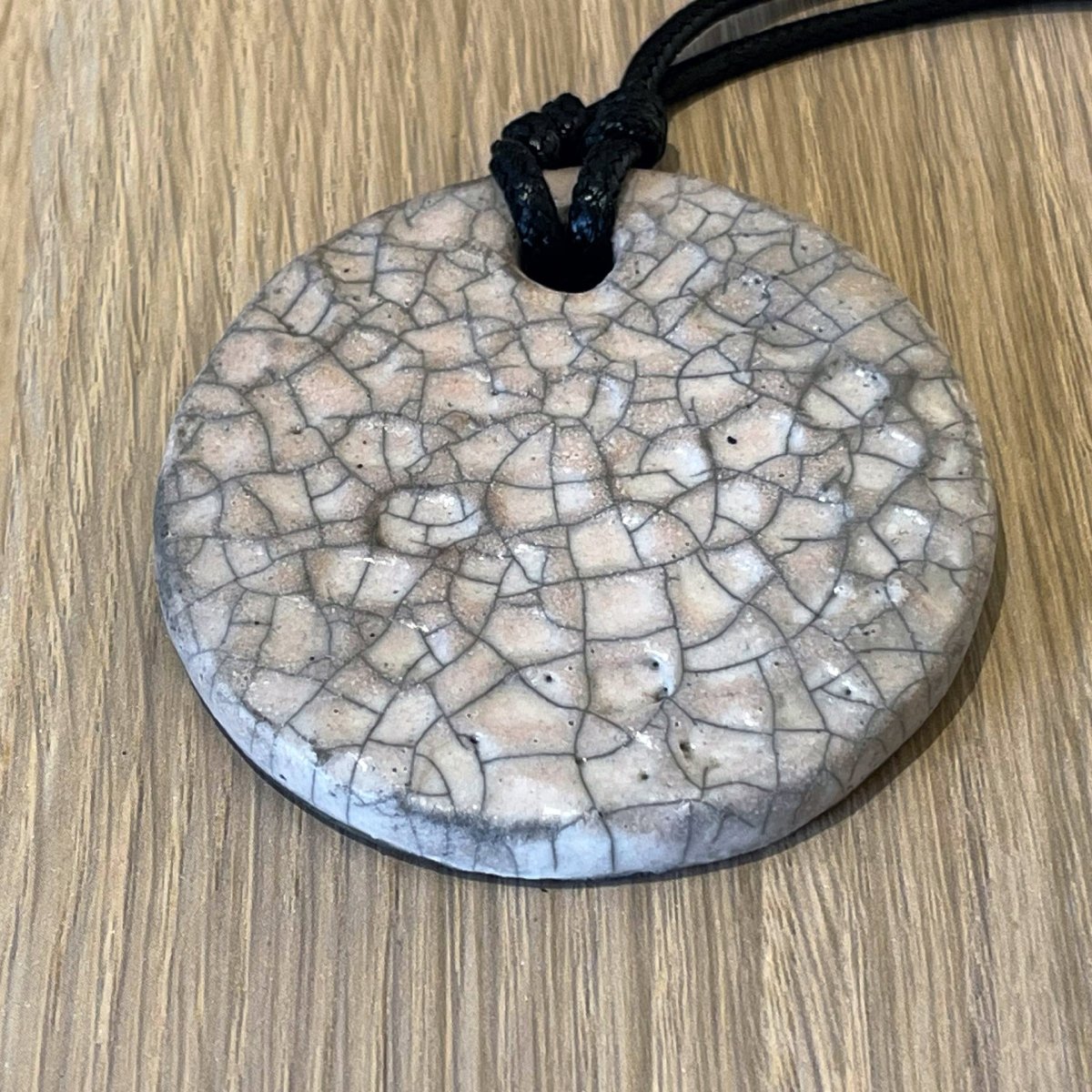 Kubi L003 Circle Raku Pendant Necklace - Handmade gift for her - RAAQUU