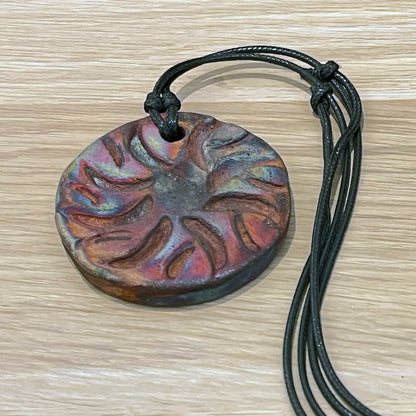 Kubi L005 Wave Raku Pendant Necklace - Handmade gift for her - RAAQUU