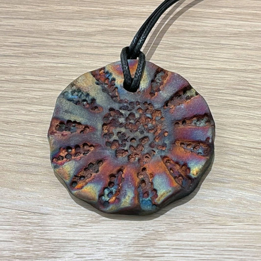 Kubi L006 Sun Raku Pendant Necklace - Handmade gift for her - RAAQUU