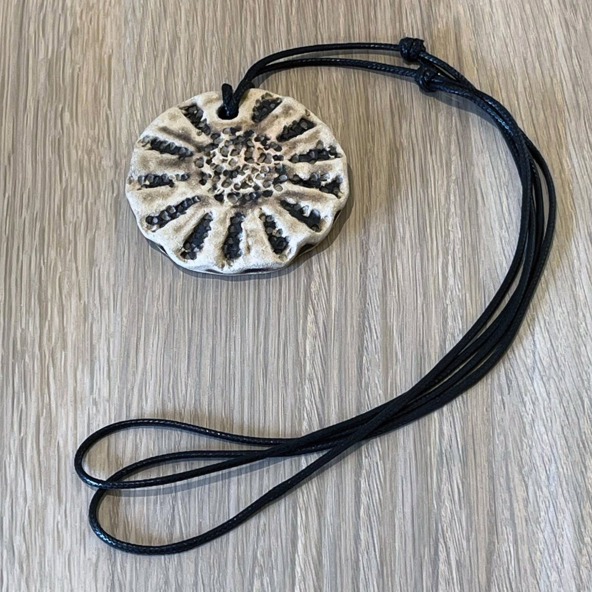 Kubi L006 Sun Raku Pendant Necklace - Handmade gift for her - RAAQUU